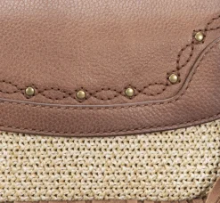 New Frye Ava Raffia Convertible Belt Bag Cognac