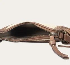Frye Ava Raffia Crossbody Cognac