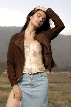 Hot Frye Biker-racer Leather Jacket Dark Brown