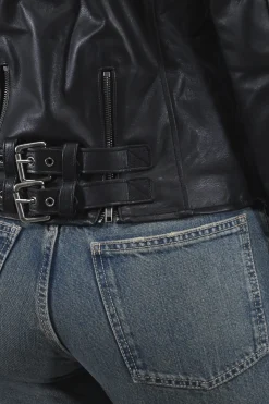 Outlet Frye Classic Biker Leather Jacket