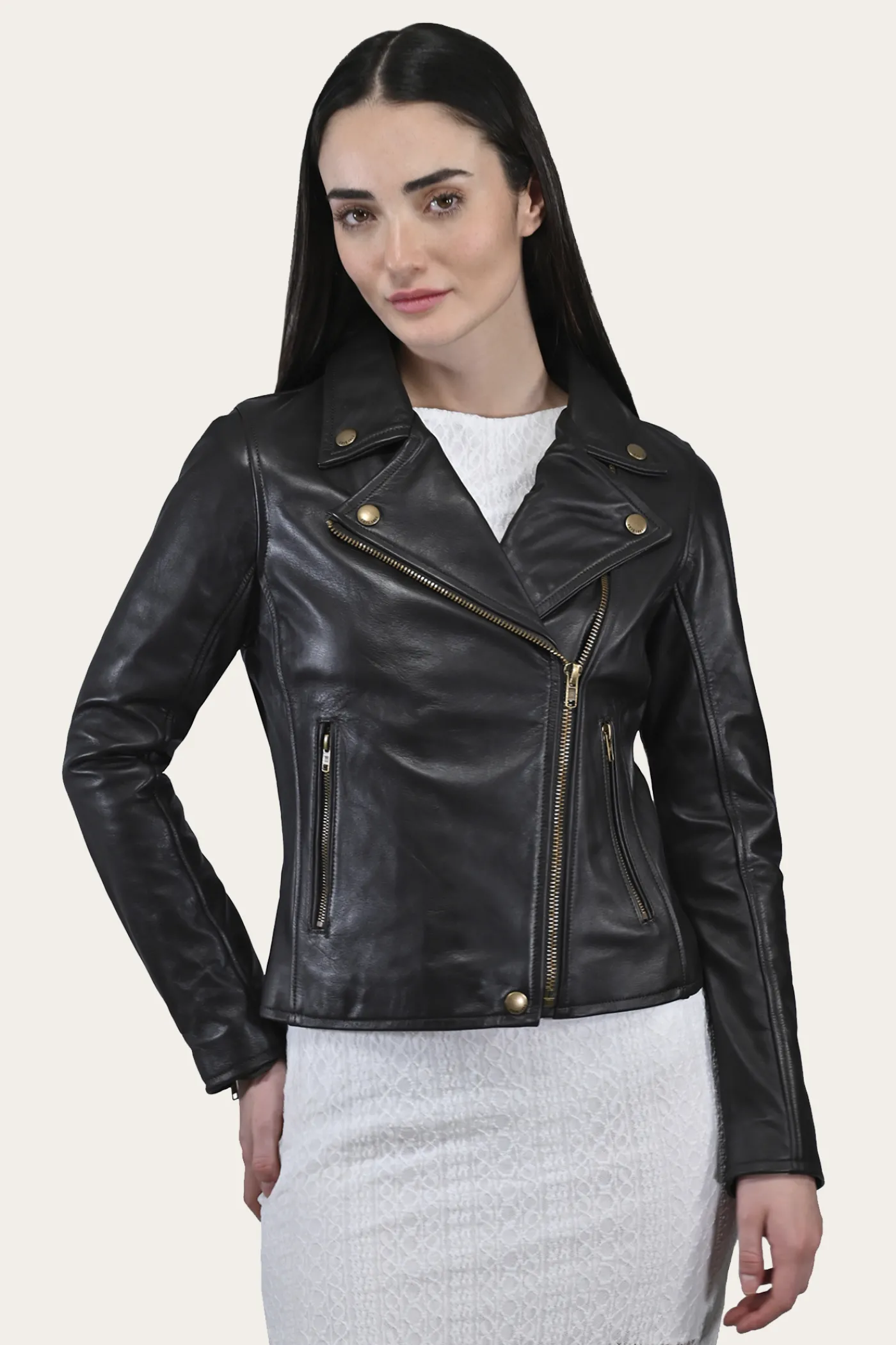 Outlet Frye Classic Biker Leather Jacket