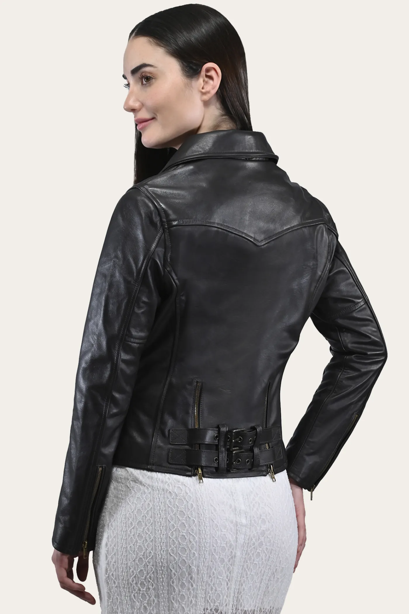 Outlet Frye Classic Biker Leather Jacket