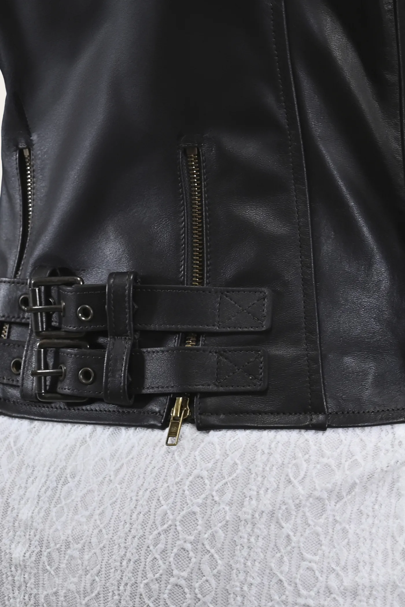 Outlet Frye Classic Biker Leather Jacket