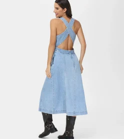 Sale Frye Criss-cross Maxi Denim Dress Paradise Wash