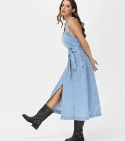 Sale Frye Criss-cross Maxi Denim Dress Paradise Wash