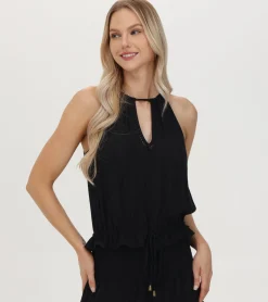 New Frye Crochet Halter Neck Top Black Beauty