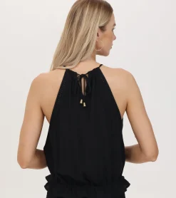 New Frye Crochet Halter Neck Top Black Beauty