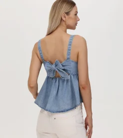 Clearance Frye Cropped Babydoll Top Cloud Wash