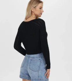 Best Frye Cropped Crochet V-Neck Cardigan