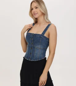 Discount Frye Denim Bustier Mustang Wash