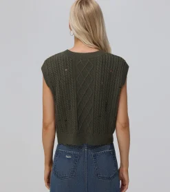 Sale Frye Distressed Cable Sweater Vest