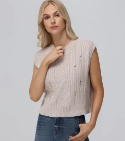 Sale Frye Distressed Cable Sweater Vest