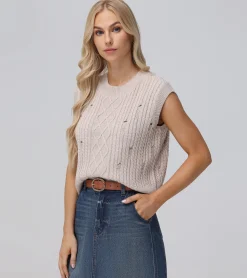 Sale Frye Distressed Cable Sweater Vest