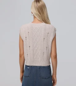 Sale Frye Distressed Cable Sweater Vest