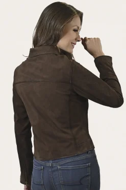 Outlet Frye Elegant Biker Leather Jacket Dark Brown