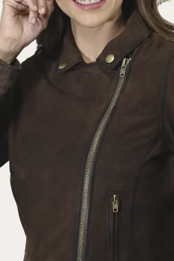 Outlet Frye Elegant Biker Leather Jacket Dark Brown