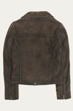 Outlet Frye Elegant Biker Leather Jacket Dark Brown
