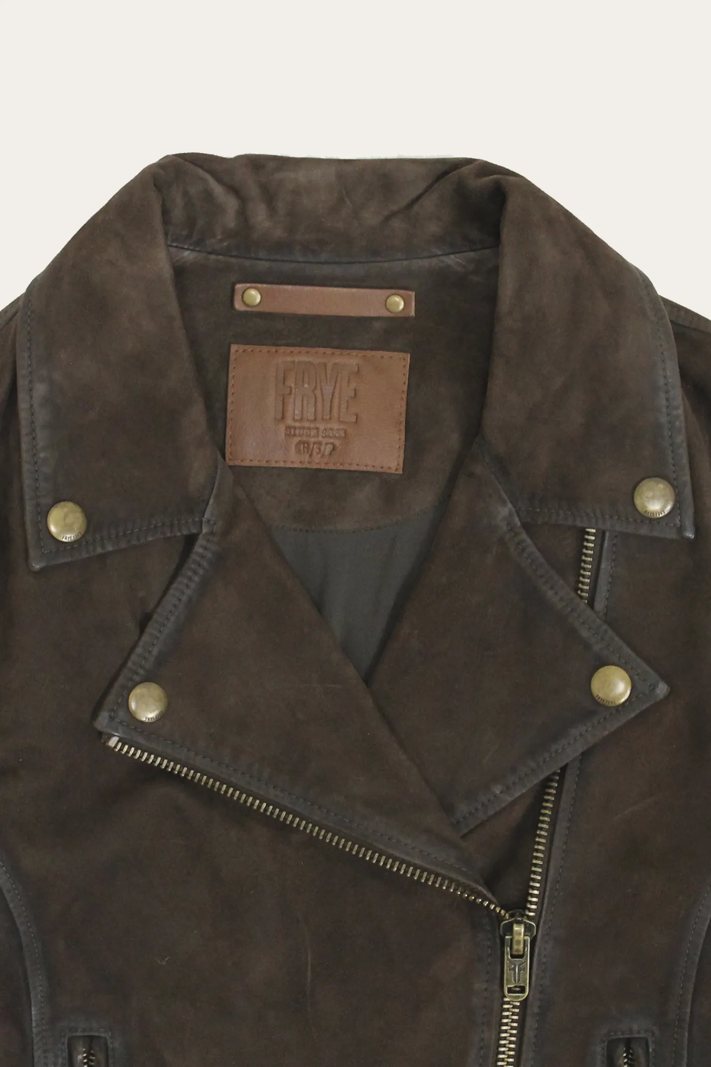 Outlet Frye Elegant Biker Leather Jacket Dark Brown