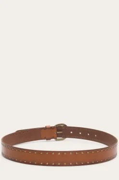 Hot Frye Embossed Edge With Rivets Belt Tan