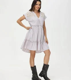 Online Frye Linen Striped Midi Dress Natural Sand Stripe