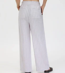 Sale Frye Linen Striped Wide Leg Pant Natural Sand Stripe