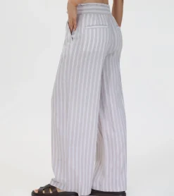 Discount Frye Linen Striped Wide Leg Pant Natural Sand Stripe