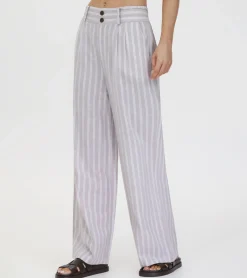 Discount Frye Linen Striped Wide Leg Pant Natural Sand Stripe