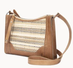 Sale Frye Melissa Straw Zip Crossbody Beige