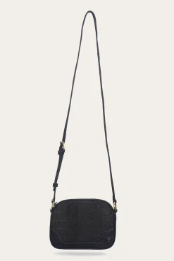Sale Frye Melissa Sueded Croco Camera Black