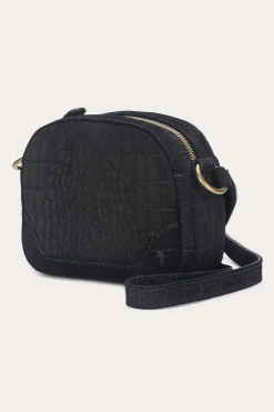 Sale Frye Melissa Sueded Croco Camera Black