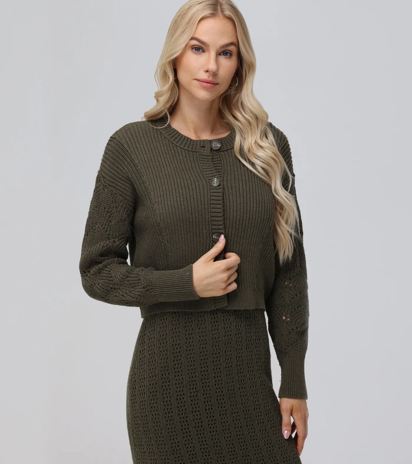 Frye Mixed Stitch Button Front Cardigan