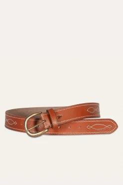 Clearance Frye 40MM Belt 2-Tone Stitch Tan