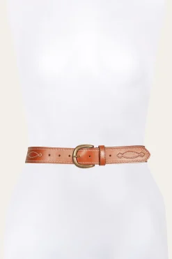 Clearance Frye 40MM Belt 2-Tone Stitch Tan