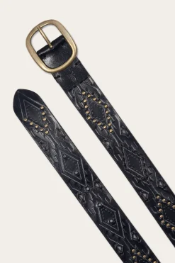 Outlet Frye 38mm Belt With Southwestern Embossing, Perf & Studs
