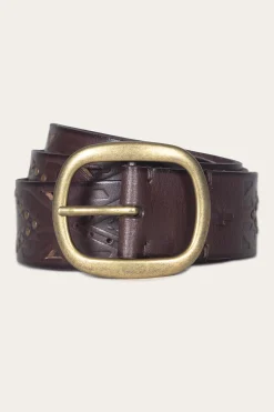 Outlet Frye 38mm Belt With Southwestern Embossing, Perf & Studs