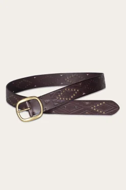 Outlet Frye 38mm Belt With Southwestern Embossing, Perf & Studs