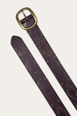Outlet Frye 38mm Belt With Southwestern Embossing, Perf & Studs