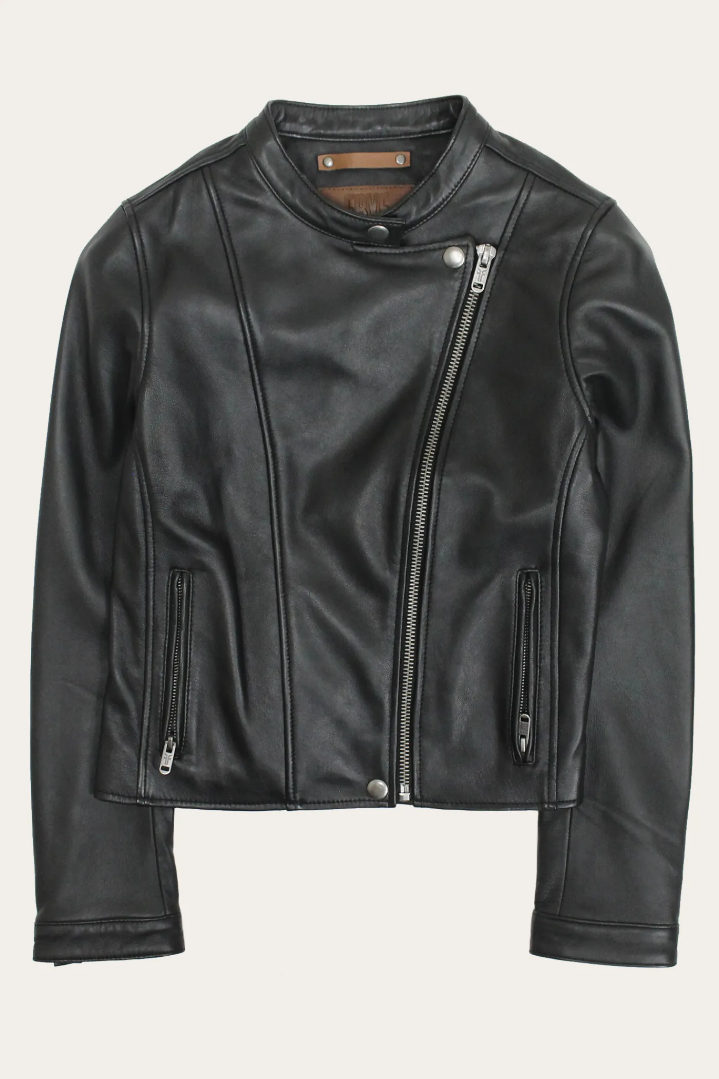 Frye Modern Biker-racer Leather Jacket Black