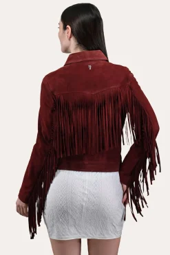 Online Frye Oxblood Fringed Jacket