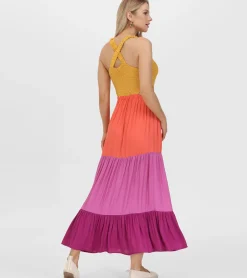 Clearance Frye Smocked Color Block Maxi Dress Oaxaca Combo