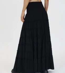 Best Frye Smocked Tiered Maxi Skirt Black Beauty