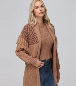 Clearance Frye Southwestern Cable Cardigan Brown