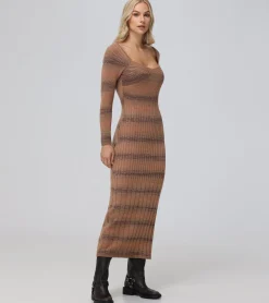 Hot Frye Sweetheart Neck Space Dye Sweater Dress Brown