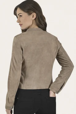 Frye Versatile Biker-racer Leather Jacket Taupe