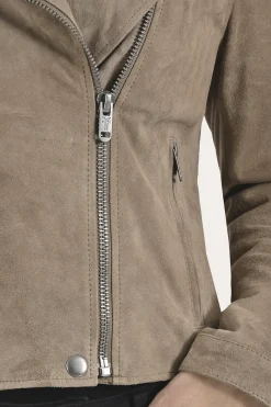 Frye Versatile Biker-racer Leather Jacket Taupe