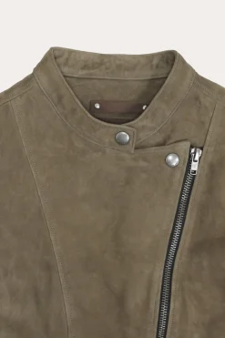 Frye Versatile Biker-racer Leather Jacket Taupe