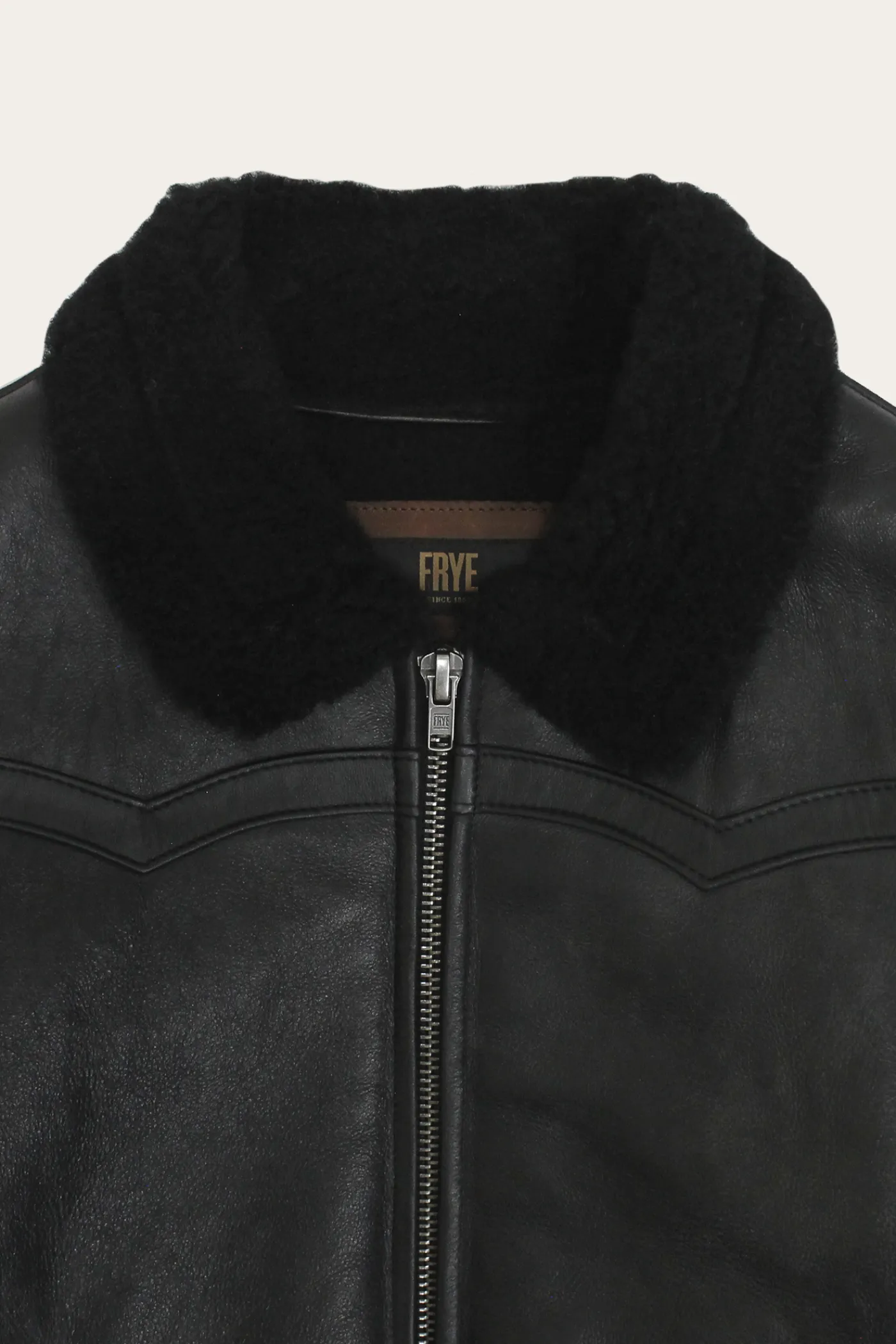 Discount Frye Women's Leather Jacket With Sherling Collar And Cuffs Black